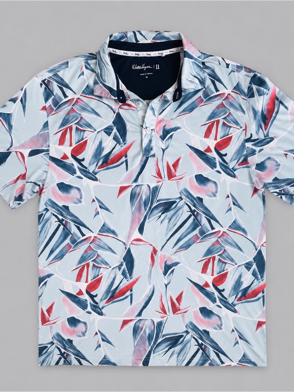 Walter Hagen Light Blue Polo with Navy and Coral Floral Print